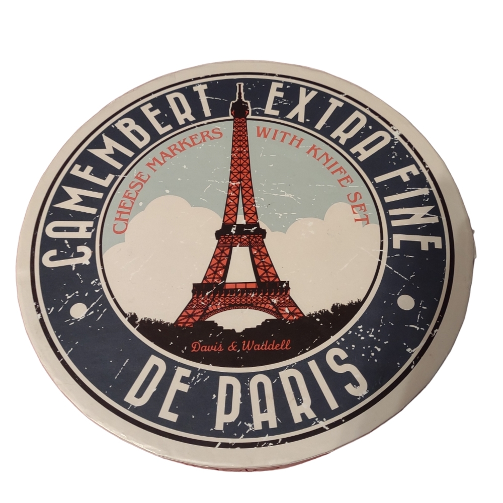🎄Porcelain Cheese Plate Knife "Camembert Extra Fine De Paris” Davis & Wad…